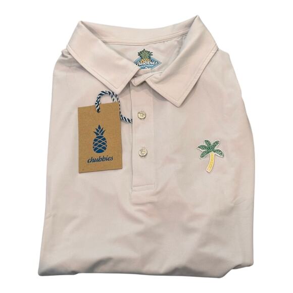 NEW CHUBBIES Men's White The Palm Co-Pilot Performance Polo Shirt Size XL - Picture 2 of 5